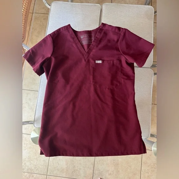 Figs Red V-Neck Medical Scrub Shirt scrubs - Picture 1 of 5